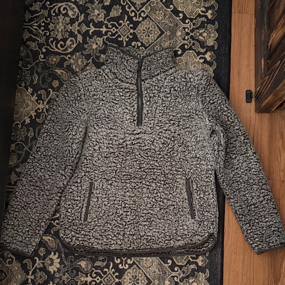 Thread & Supply Black and Gray Zip-Up Sweater